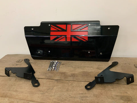 Gloss Black Steering Sump Guard UNION JACK fits Land Rover Defender 90 110 130