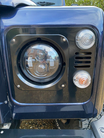 Satin Black Front Head Light Surrounds Pair W/ Inserts -Fits Land Rover Defender